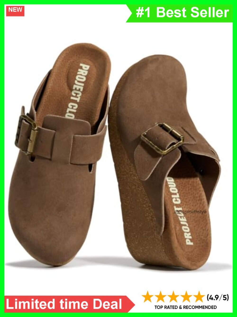 Genuine Suede Leather Platform Clogs Mules Slip-On Women's Shoes